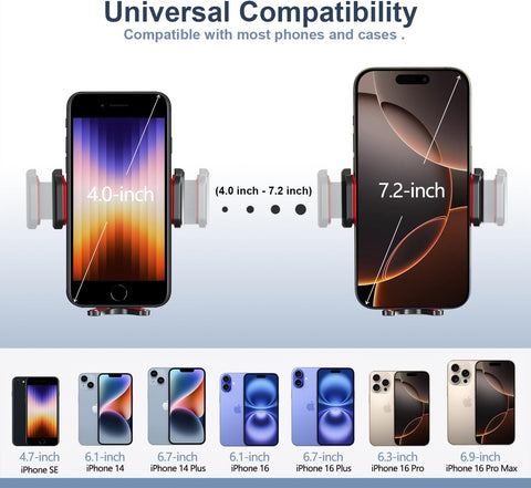 Arteck Black Universal Car Phone Mount Holder 360° Rotation