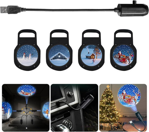 JKKEOXYLIC Christmas Projector Indoor – 24 Festive Scenes, 360° Rotating USB Powered Christmas Light Projector for Bedroom, Living Room & Parties