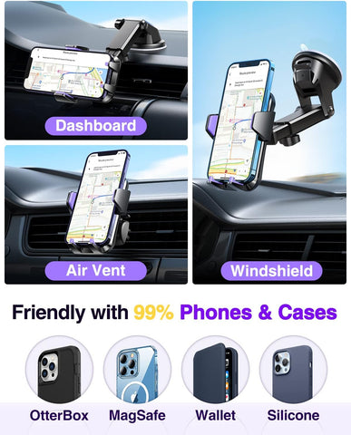 VANMASS Car Phone Holder 2025 – Black, 85+ LBS Strong Suction, Rotatable Mount