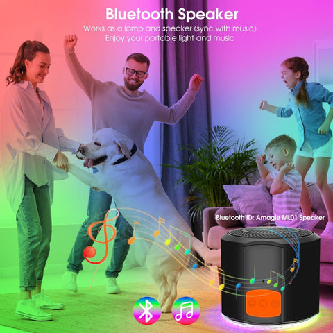 LED Wall Mounted Lights, 3000mAh Rechargeable Wall Sconces Lamp with Bluetooth Speaker, Dimmable Magnetic 360° Rotation Cordless Wall Light for Bedroom Bedside, White Light RGB Music Sync Modes