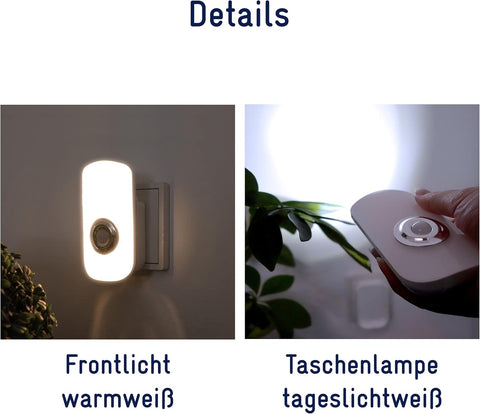 Slim design of the plug-in night light in a cozy bedroom setting

