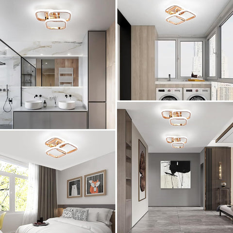 Collage of modern interior design elements including ceiling lights, bathroom, kitchen, and bedroom.