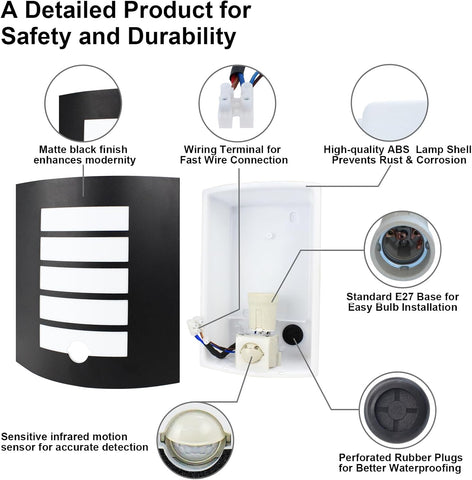 Product diagram highlighting features for safety and durability with labeled components.