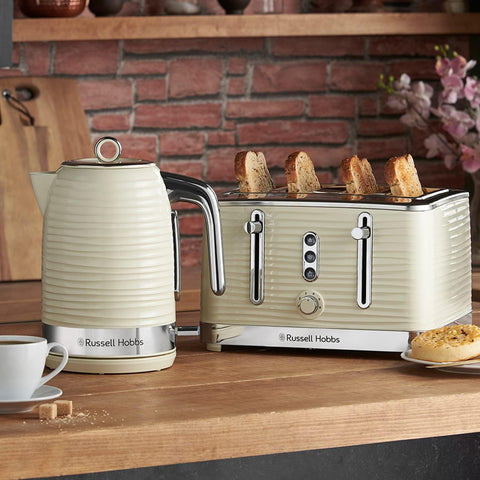Inspire 4 Slice Toaster Cream – Extra Wide Slots, High Lift, 6 Browning Levels, 1800W, LED Buttons, Premium Textured Finish