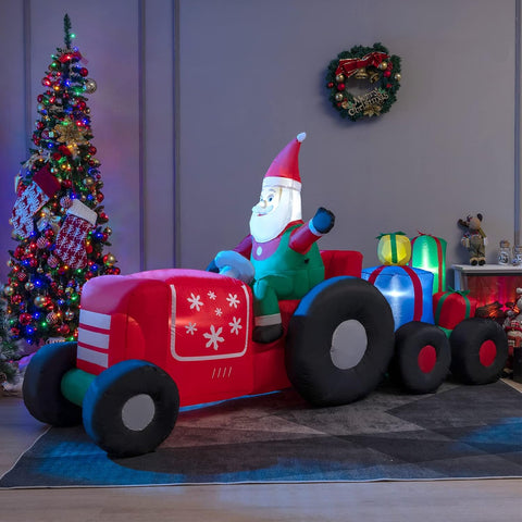 COSTWAY Inflatable Christmas Santa Claus with LED Lights and Blower – Self Inflating Outdoor & Indoor Xmas Decoration