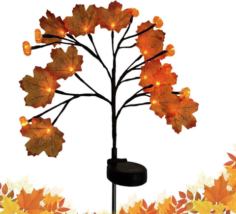 Fall Solar Garden Lights, Maple Leaf Stake Lights, Autumn Pathway Lighting,