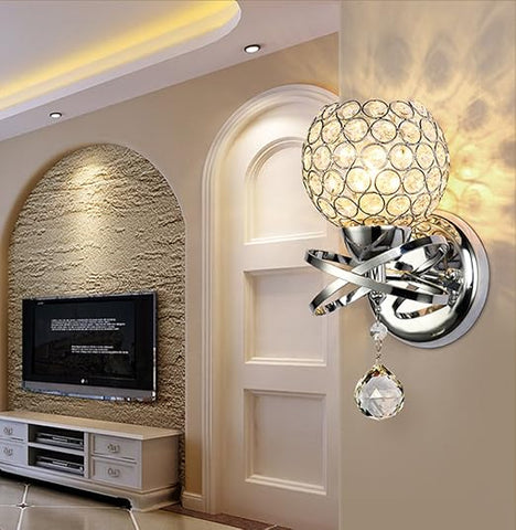 Modern Style Crystal Pendant Wall Lamp - E14 Socket LED Light
