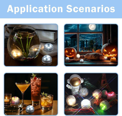 3Pcs Mini Submersible LED Lights with Remote Control – IP68 Waterproof RGB Pool, Vase & Aquarium Lights with 16 Colours