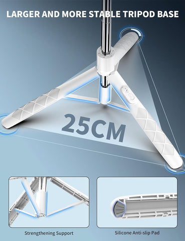 71" White Phone Selfie Stick Tripod with Remote for iPhone & Android