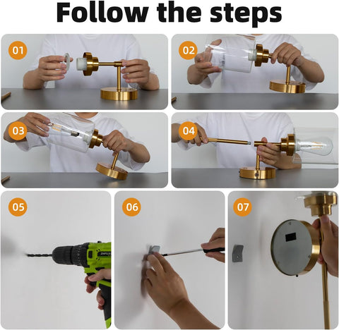 Battery Operated Wall Sconce Set of 2 Gold - Wireless Rechargeable LED