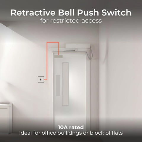 BG Electrical Single Retractive Bell Push Switch, Raised and Slim Profile, Round Edges, 1 Way, Nexus Metal, 10A, NBS14 (Pack of 2)