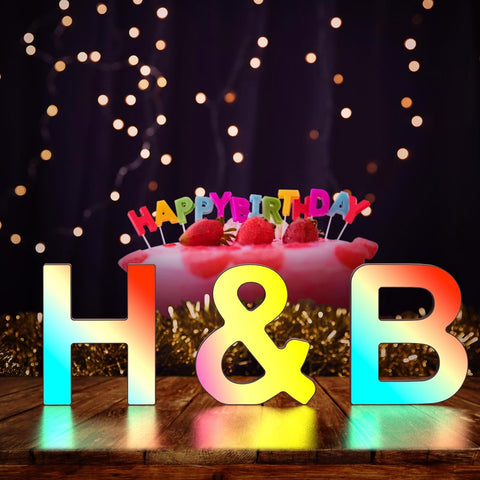 Light Up Letters USB Powered, LED Letter Lights Color Changing Alphabet Sign Gifts for Girls Women Party Birthday Decorations, APP Control, Night Light Christmas Valentine Wall Table Decor - &