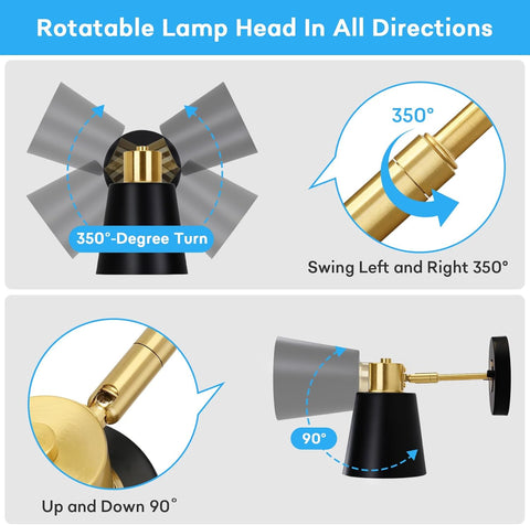 Battery Operated Wall Lights Indoor Rechargeable Wall Lights, Wireless Wall Sconces Set of 2, with Detachable Bulbs and Remote, Black Wall Light for Bedroom Living Room