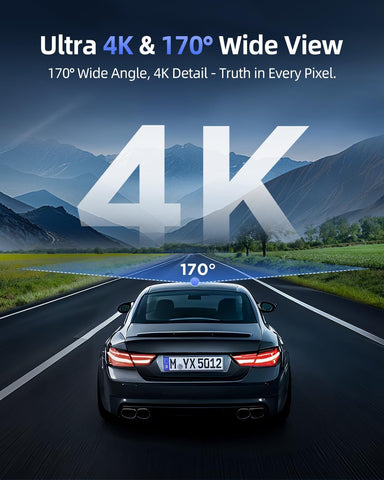 Dash Cam Front 4K Mini with 1.5" IPS Display, 360° Rotation, Grey