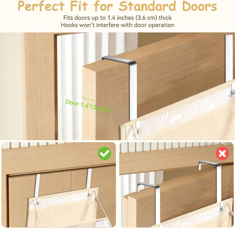 MOFASVIGI Over Door Storage Organiser, Beige – 6 Large Pockets with Clear PVC Windows for Space-Saving Home Organisation