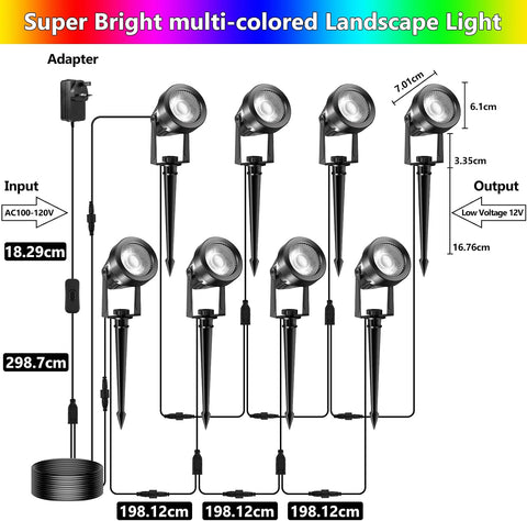NATPOW RGB Garden Lights, Plug-in Spot Lights with Remote Control 8-in-1