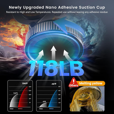 MOGU Magnetic Car Phone Holder Black – 360° Adjustable Vacuum Suction Mount