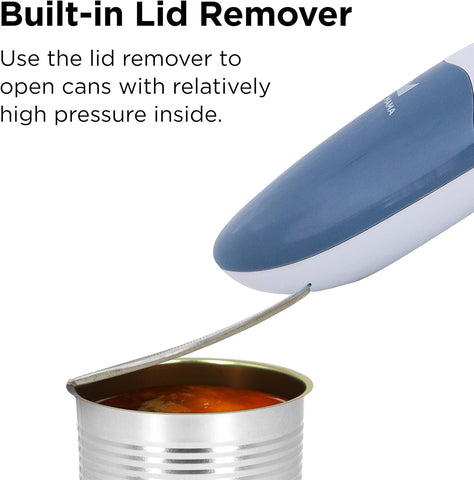 Kitchen Mama Auto 2.0 Electric Can Opener – Hands-Free, Battery Operated, Smooth Edge, Food-Safe Blade, Easy One-Touch Use – Morandi Blue