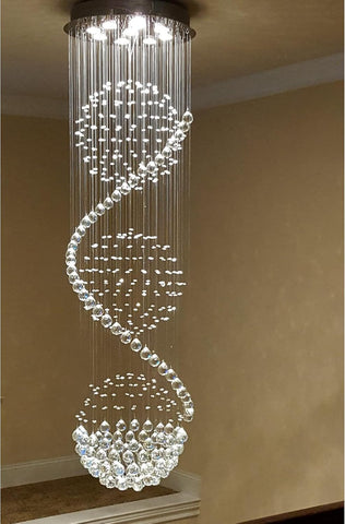 Luxurious Crystal Ball Chandelier - 138 Genuine Crystal Droplets Rainfall Design