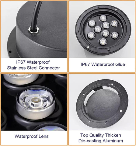 Outdoor Landscape Spotlights 4PCS Outdoor Buried Lights - Recessed Spotlight, LED Landscape Lighting Pathway 12V Low Voltage Wheel Well Lights IP67 Waterproof 3W Driveway Lights Side Glow, F