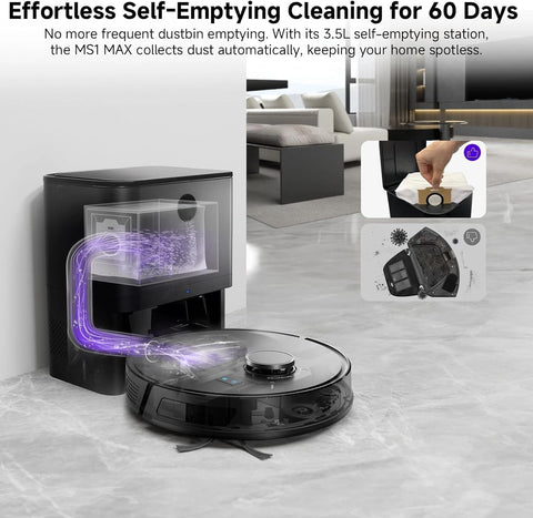 MS1MAX Robot Vacuum with Mop 5000Pa Suction