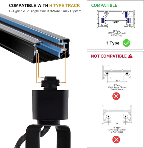 Compatibility chart for H-type track system with diagram and labels.