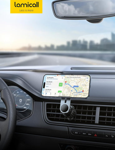 Lamicall MagSafe Car Mount Glass Panel – Metal Magnetic Phone Holder Black