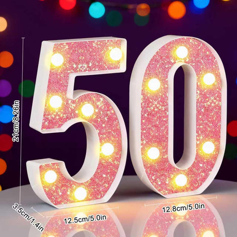 Pink LED Number 50 Light Up Sign – Birthday & Anniversary Decoration – UK