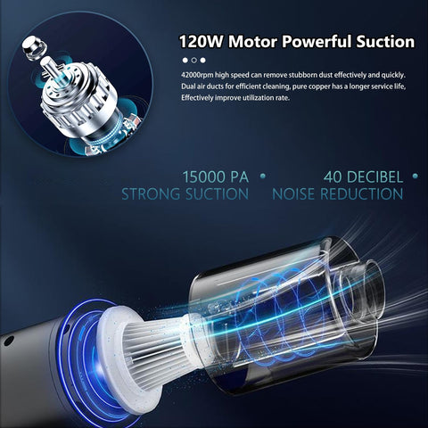 Cordless Handheld Vacuum Cleaner 15000Pa Powerful Suction, Lightweight Mini Car Vacuum with Fast USB Charging for Home, Sofa, Bed, Office & Pet Hair Cleaning