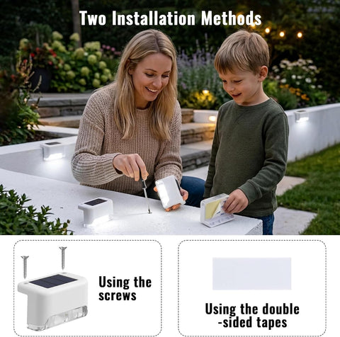 Fohil Solar Garden Lights Outdoor, 16 Pack Solar Fence Lights Waterproof, Decorations Outdoor for Stair, Steps,Garden, Yard, Pathway