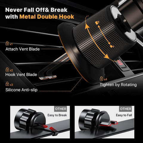 Car Phone Holder Mount with Double Steel Hook