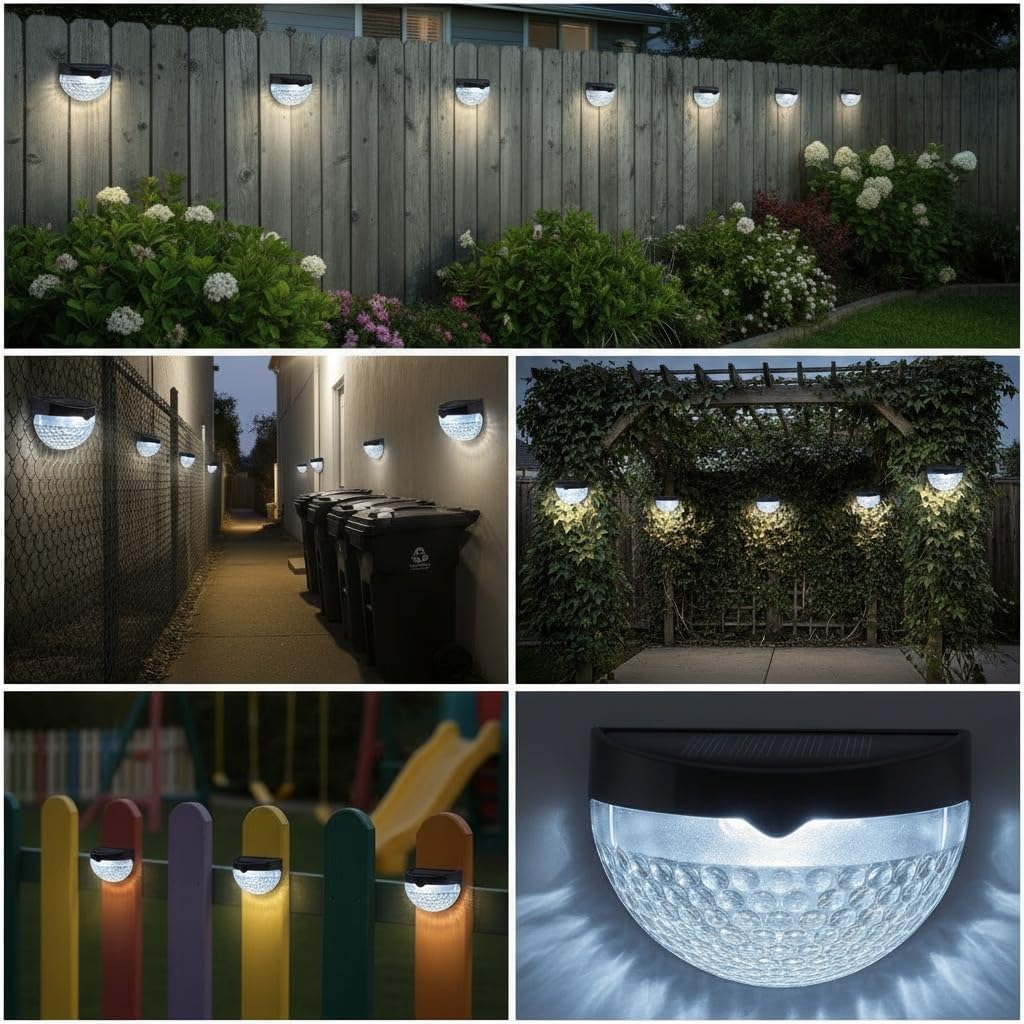 GloBrite - Solar Lights Outdoor Garden - Pack of 8 Outdoor Lights - Waterproof Night Light for Pathway, Patio, Deck, Fence - Solar Security Light with Dusk to Dawn Sensor - Outdoor Lighting