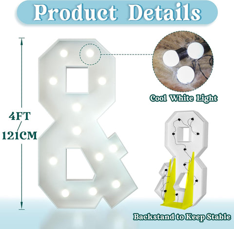 4FT LED Light Up Letter "&" – Party Decoration Marquee Sign