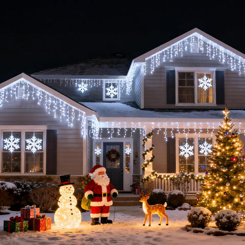 WOWDSGN 430 LED Icicle Lights Outdoor 14M Cool White Christmas Lights – 8 Modes, Timer & IP44 Waterproof Drops for Roofs, Gardens & Windows - Turn Your Home Into a Winter Wonderland