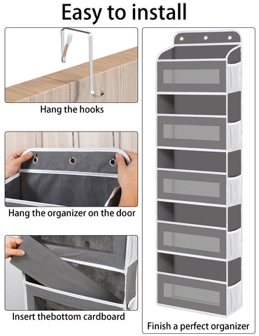 KYEVIS Over The Door Storage Organiser, 5 Shelves with 10 Mesh Pockets, Dark Grey – Keep Baby Essentials Neatly Within Reach