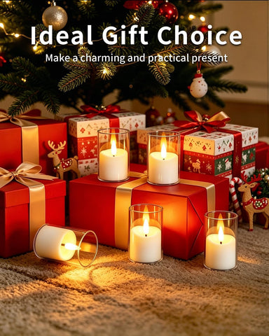 6 Pack Small Rechargeable Acrylic Flameless Candles with Remote Timer 4 x 6.5cm LED Tea Light Flickering Votive Mini Candles Battery Operated for Home Table Halloween Party Wedding Decor