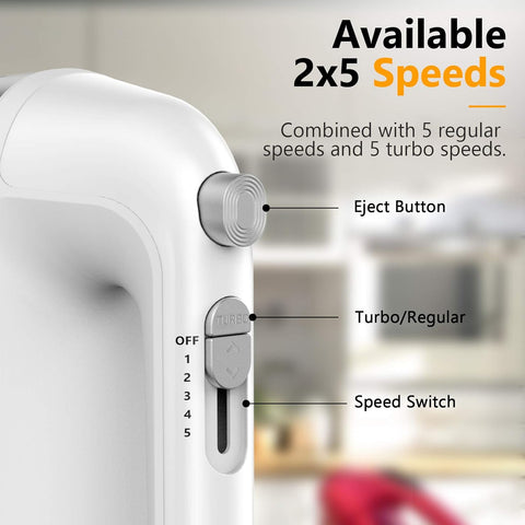 LILPARTNER 450W Electric Hand Mixer with Scale Cup & Storage Case – Silver White