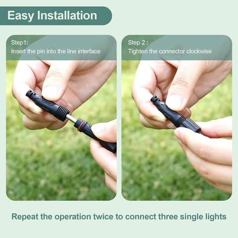 ECOWHO Garden Path Lamps 3 Packs with 3m Wiring Cable Spike Lights Without Adapter, Only Extension Landscape Lights Warm White Pathway Lighting (No Plug)