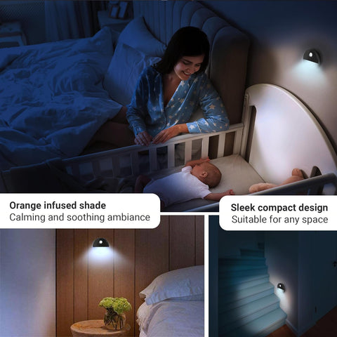 Motion Sensor Night Light Pack of 3 Battery LED Stick On Cold White