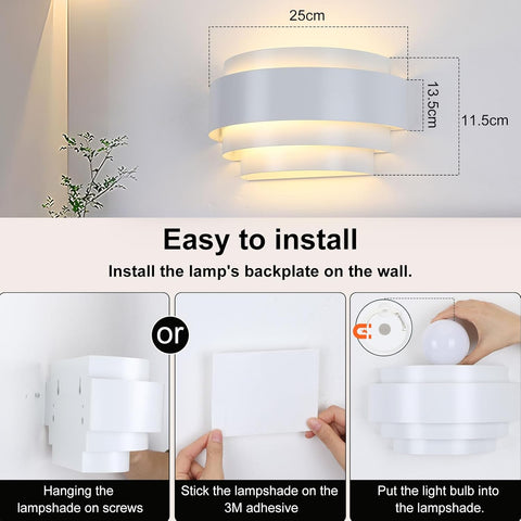 Battery Operated Cordless Wall Light with Remote and Rechargeable Bulb