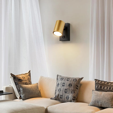 Adjustable GU10 Wall Spotlight Matt Black & Gold