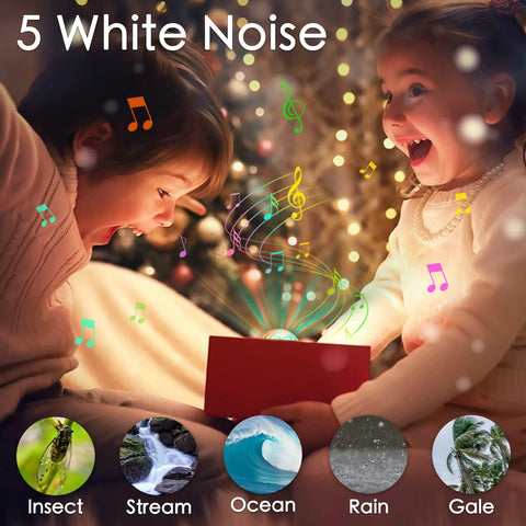 iBELL Galaxy Projector projecting soothing aurora lights in a nursery.


