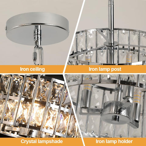 Modern Crystal Chandelier Pendant Ceiling Light for Dining & Living Rooms