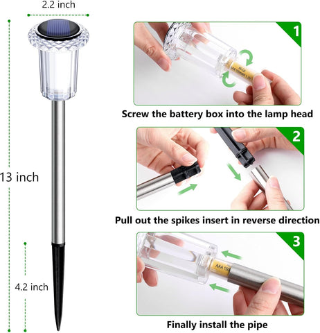 15 Pack Solar Lights Outdoor Waterproof Pathway Lights, Warm White