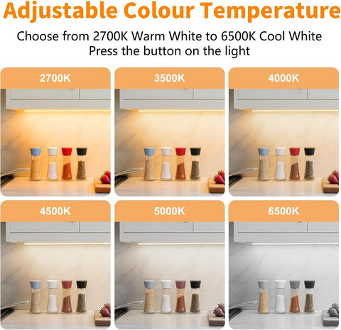 SIBI LIGHTING 100cm Dimmable Under Cabinet Kitchen Lights – Hand Wave LED Strip Light with 1090 Lumens, 5 Colour Temperatures & Stepless Dimming - Make Every Worktop Feel Easier to Use