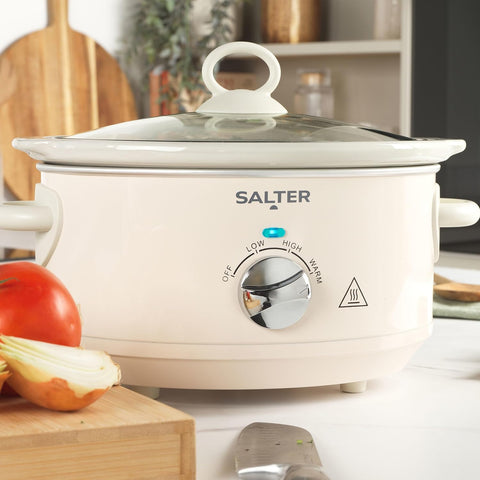 Salter Retro Cream 3.5L Slow Cooker – 3 Heat Settings & Keep Warm