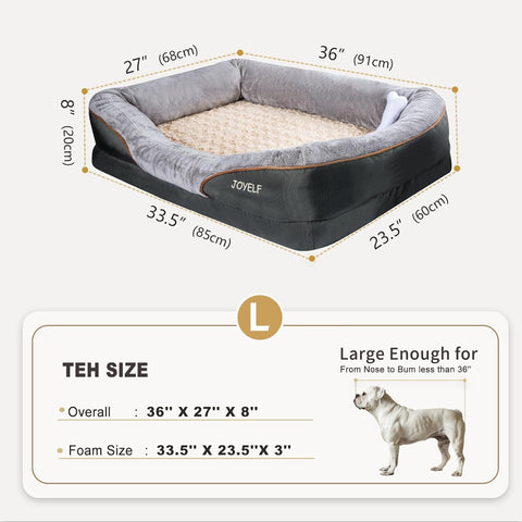 Large Memory Foam Orthopedic Dog Bed with Bolsters