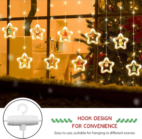 LED Stars Curtain Lights 3.5Mx3.5M Warm White USB Battery 8 Modes