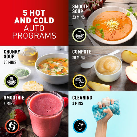 Tefal Easy Soup & Smoothie Maker 1.2L – 5 Programs, Auto Clean, 1000W, Digital Control, Stainless Steel Jug