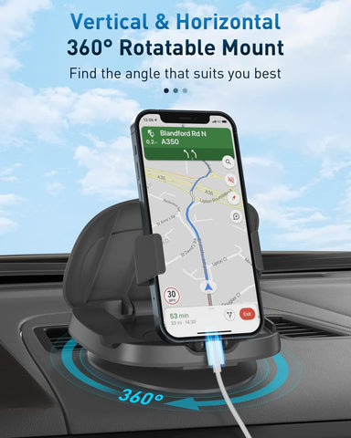 JOYEKY 360° Rotatable Car Phone Holder Dashboard Mount for iPhone Samsung Android Smartphones